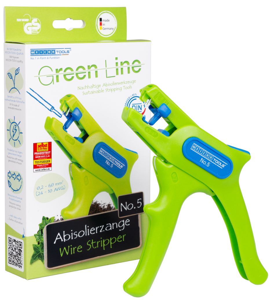 Wire Stripper No. 5 Green Line | Alat pengupasan yang berkesinambungan  I untuk semua konduktor untai  dan padat yang umum, jangkauan kerja 0,2 - 6,0 mm²