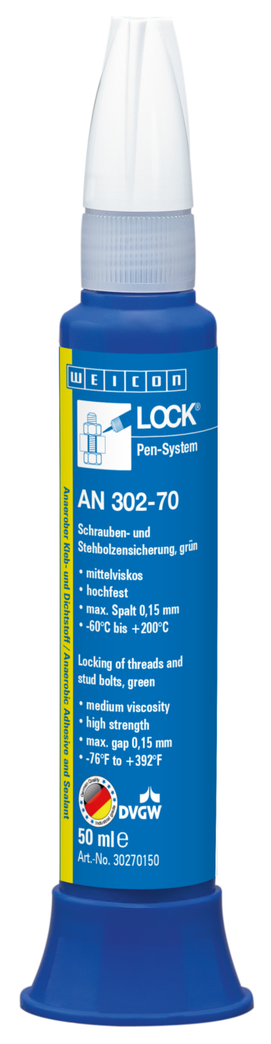 WEICONLOCK® AN 302-70 Locking of Threads and Stud Bolts | kekuatan tinggi, viskositas sedang, dengan persetujuan air minum WEICONLOCK® AN 302-70 Locking of Threads and Stud Bolts | kekuatan tinggi, viskositas sedang, dengan persetujuan air minum