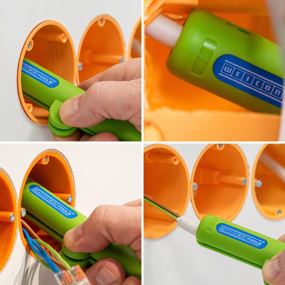 Round Cable Stripper No. 13 Green Line | Alat pengupasan yang berkesinambungan I untuk pengupasan semua kabel bundar umum I jangkauan kerja 6,0 - 13,0 mm Ø