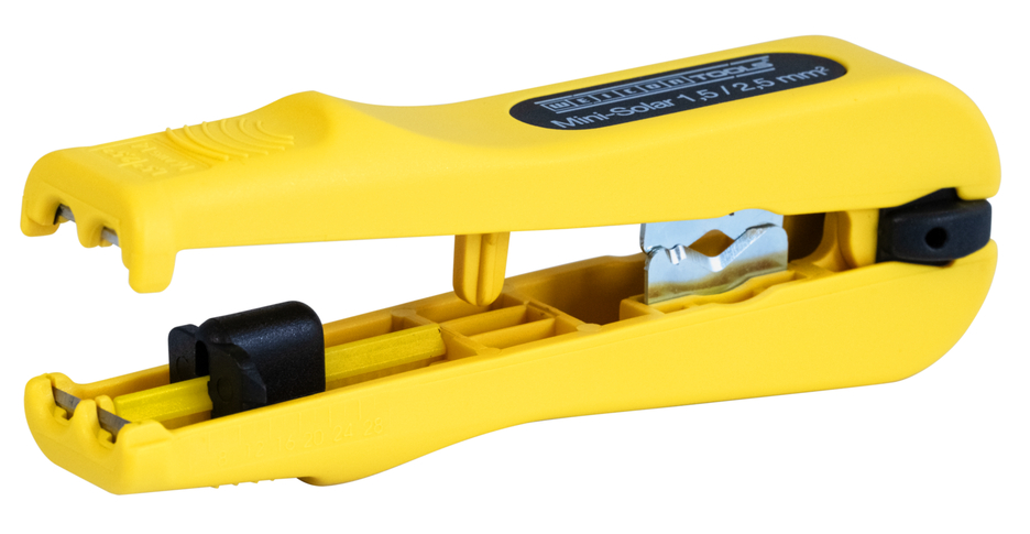 Mini-Solar 1,5/2,5 mm² | untuk menguliti dan mengupas kabel fotovoltaik umum I jangkauan kerja 1,5 & 2,5 mm² Mini-Solar 1,5/2,5 mm² | untuk menguliti dan mengupas kabel fotovoltaik umum I jangkauan kerja 1,5 & 2,5 mm²