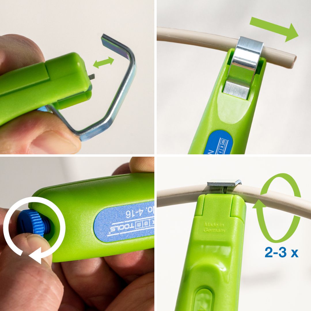 Cable Stripper No. 4 - 16 Green Line | Alat pengupasan berkelanjutan I Jangkauan kerja 4 - 16 mm Ø