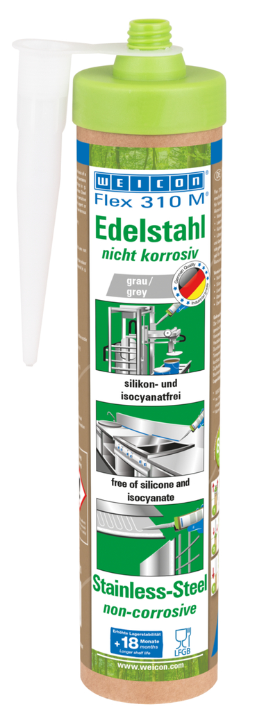 Flex 310 M® Baja Tahan Karat | perekat dan sealant dengan kekuatan awal yang tinggi dan tampilan metalik, berdasarkan MS-Polymer