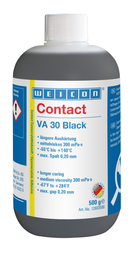 VA 30 Black Cyanoacrylate Adhesive | perekat instan dengan viskositas sedang, berisi karet