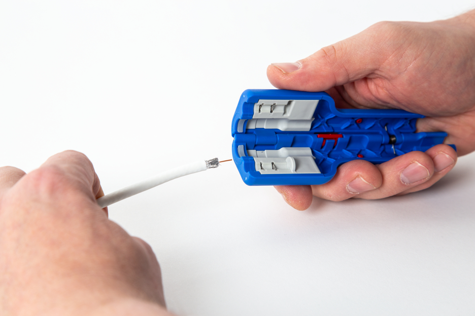 Coax Stripper No 1 F Plus - untuk kabel koaksial mini atau midi | untuk menguliti dan mengupas kabel koaksial termasuk bantuan pelepasan