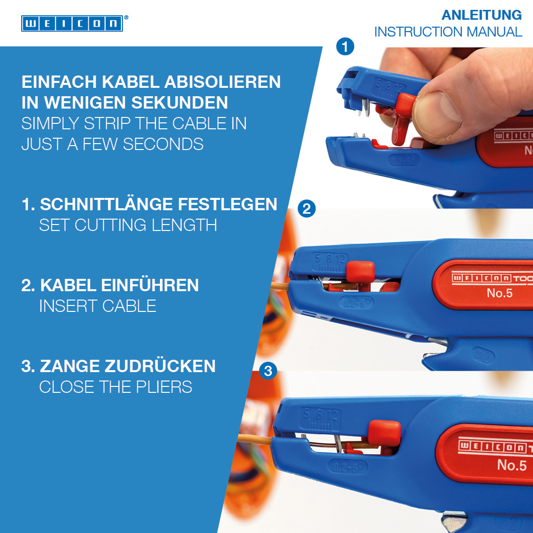 Wire Stripper No. 5 | untuk semua konduktor untai dan padat yang umum I jangkauan kerja 0,2 - 6,0 mm²