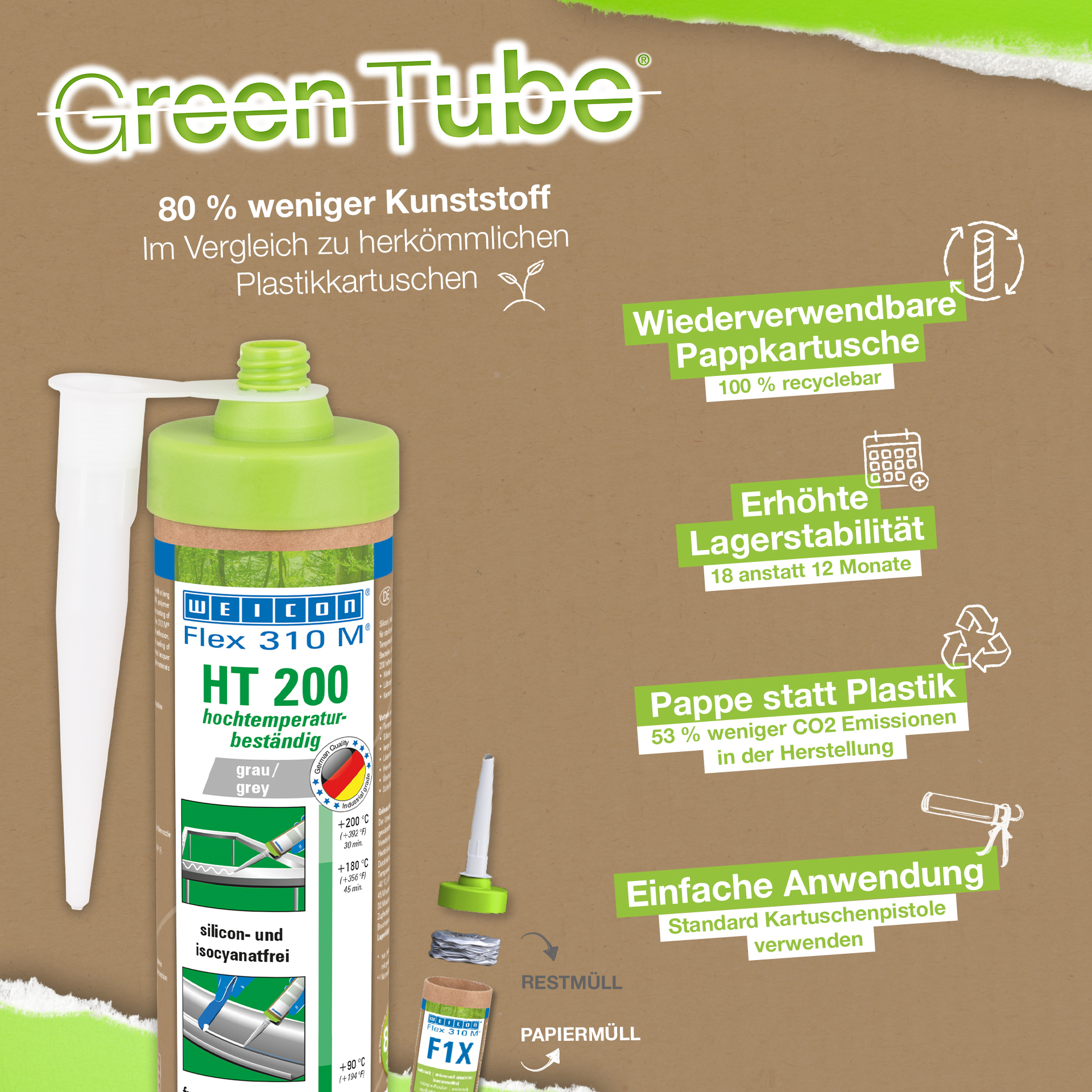 Flex 310 M® HT 200 | perekat dan sealant dengan kekuatan awal yang tinggi, berbasis MS-Polymer, tahan suhu hingga 200°C