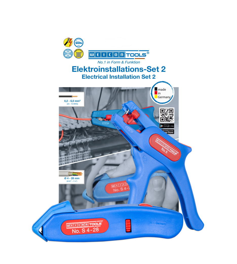 Electrical Installation Set 2 | Set pengupasan 2 bagian termasuk pengupas kawat dan pisau kabel Electrical Installation Set 2 | Set pengupasan 2 bagian termasuk pengupas kawat dan pisau kabel