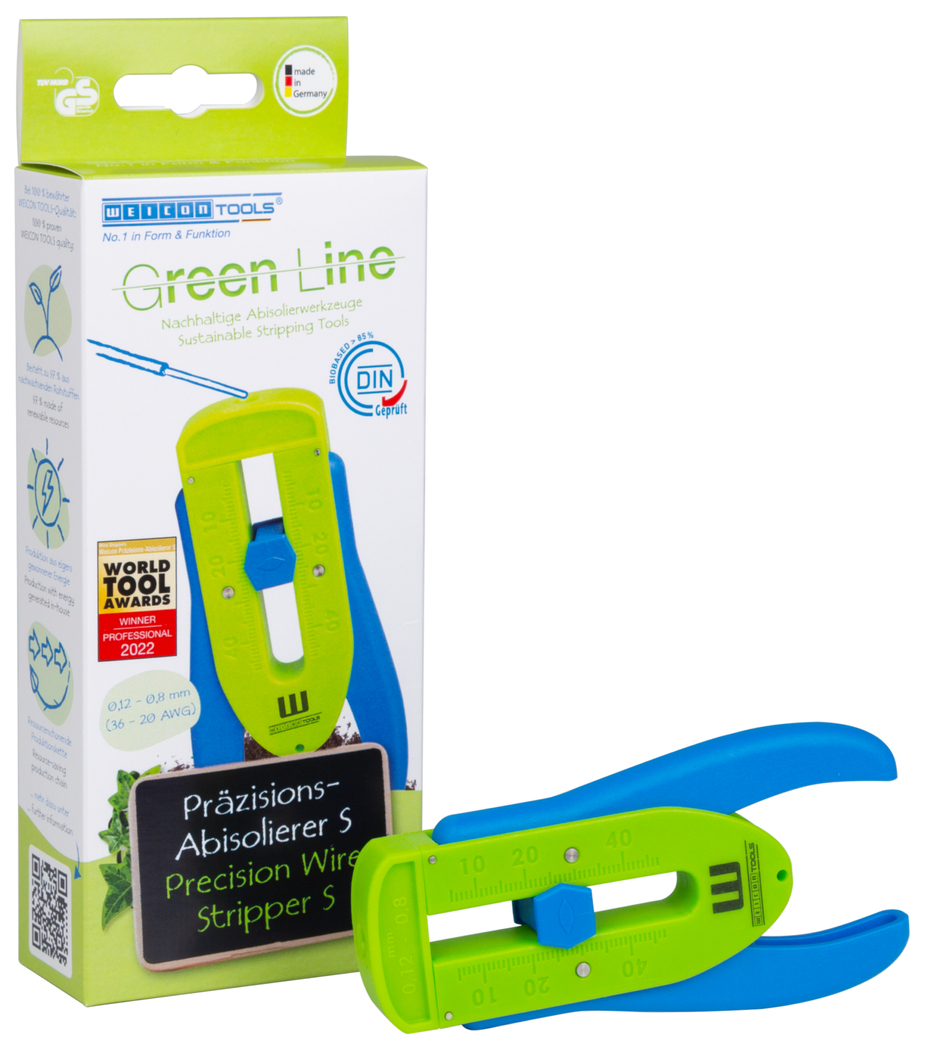 Precision Wire Stripper S Green Line | Alat pengupasan yang berkesinambungan  I untuk konduktor dan kabel tipis, jangkauan  pengupasan dari 0,12 mm - 0,8 mm (36-20 AWG)