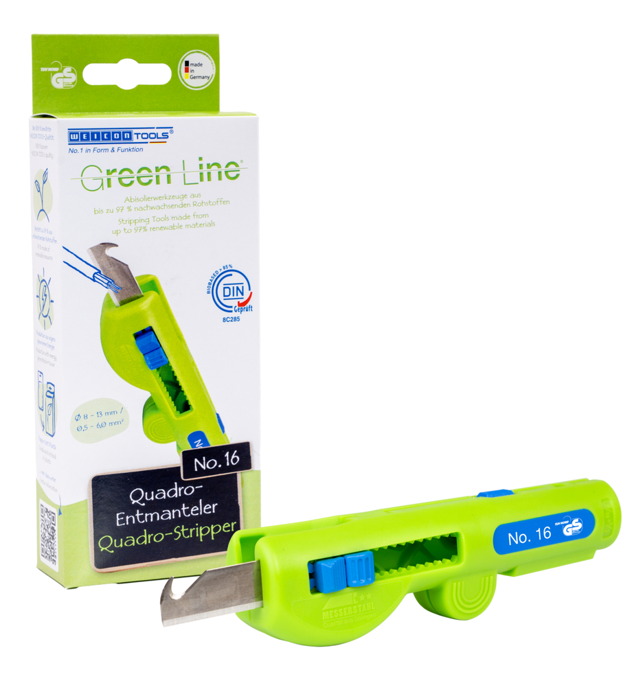 Quadro-Stripper No.16 Green Line | Alat pengupasan yang berkesinambungan I Pengupasan multifungsi, jangkauan kerja pengupasan 0,5 - 6,0 mm² I pengupasan 8 - 13 mm Ø