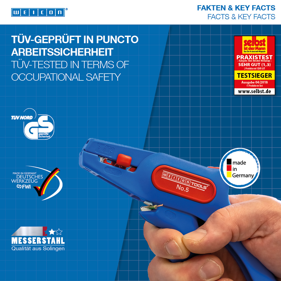 Wire Stripper No. 5 | untuk semua konduktor untai dan padat yang umum I jangkauan kerja 0,2 - 6,0 mm²