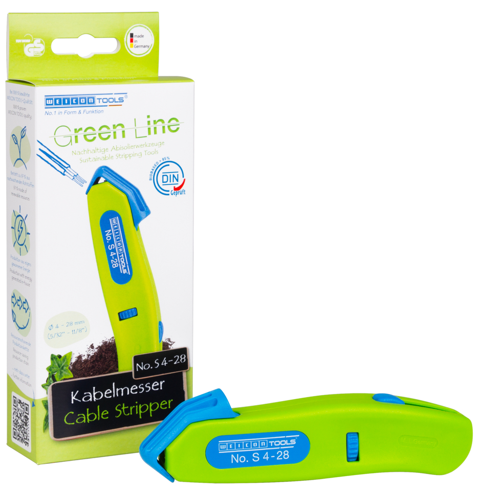 Cable Stripper No. S 4 - 28 Green Line | Alat pengupasan yang berkesinambungan  I dengan pisau kait yang dapat ditarik I jangkauan kerja 4 - 28 mm Ø